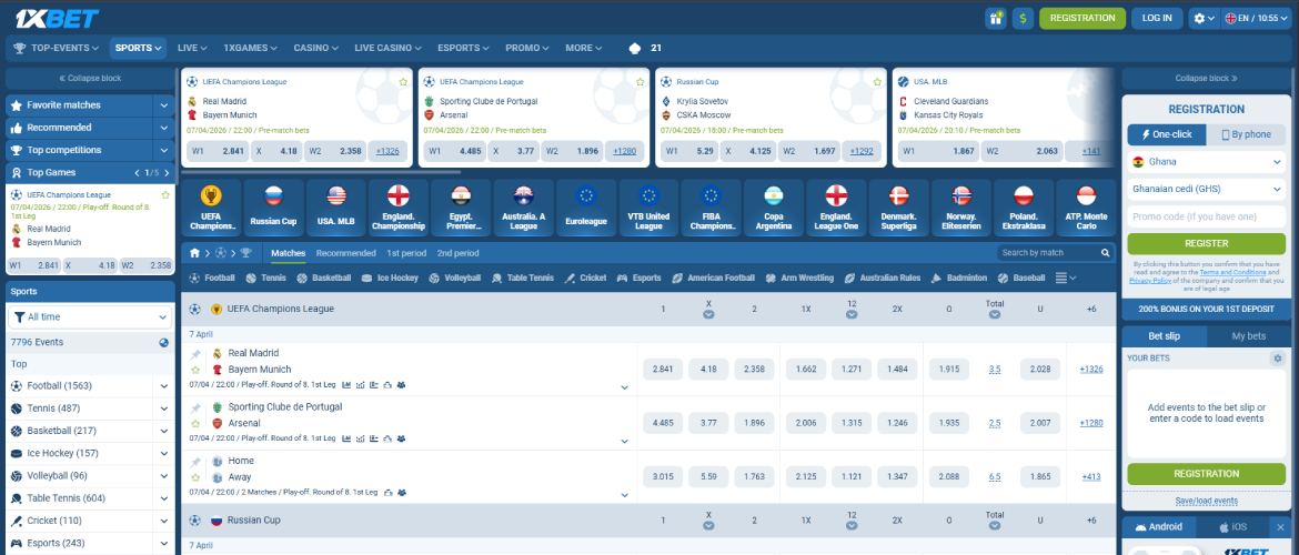 1xBet betting in Zambia